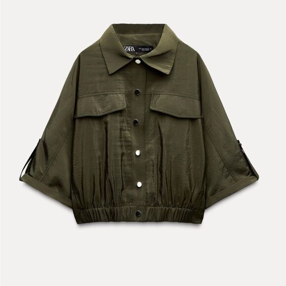 Zara Women's satın oversized  Olive Green Jacket - Picture 1 of 3